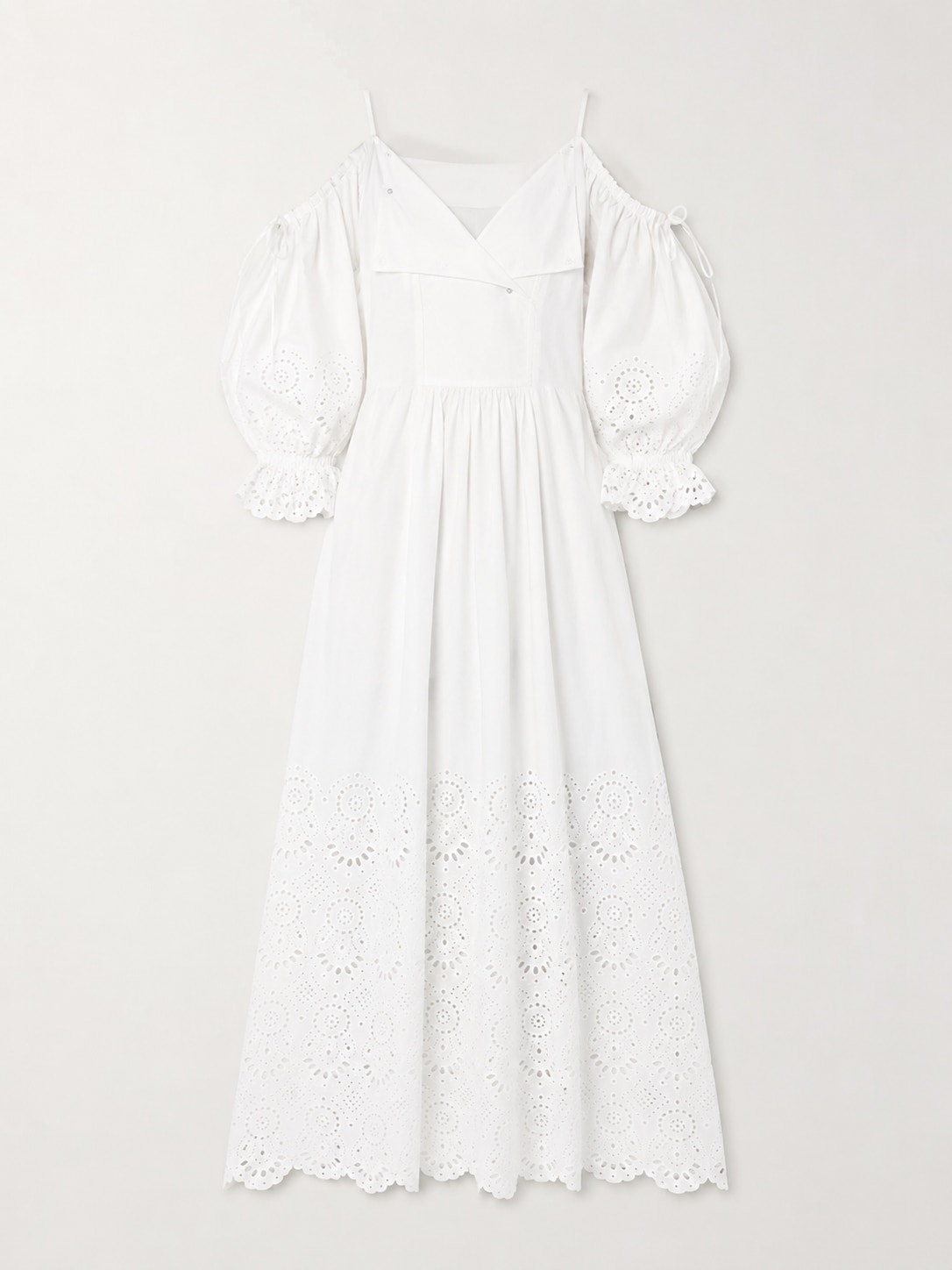 Ulla Johnson Narcisa White Eyelet Cotton Off The Shoulder Maxi Dress Size 4